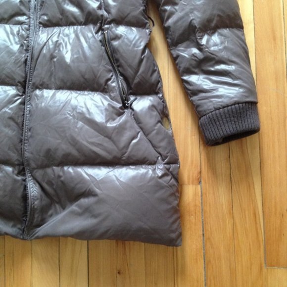 Long brown reversible puffer coat - size S - Picture 4 of 8
